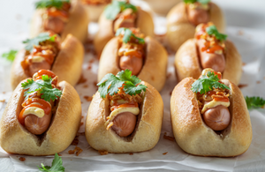 Mini hot dogs with sauerkraut